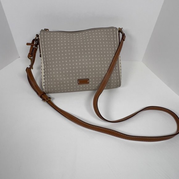 Fossil Emma Crossbody Grey White Hearts Handbag 10‎ x 8 Purse - Picture 1 of 16
